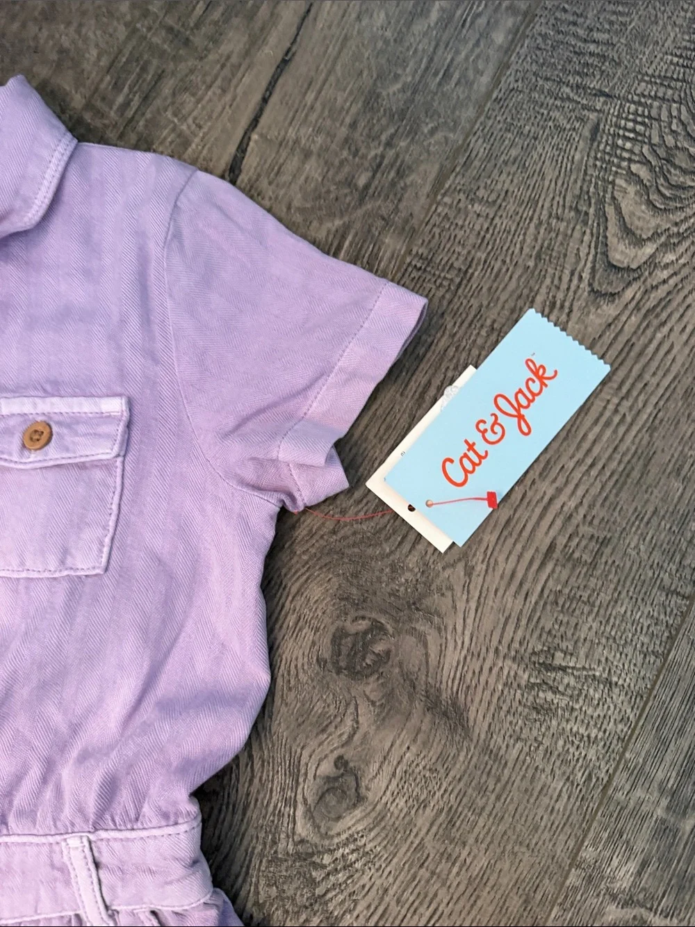 Cat & Jack Lilac Short-Sleeve Button Romper